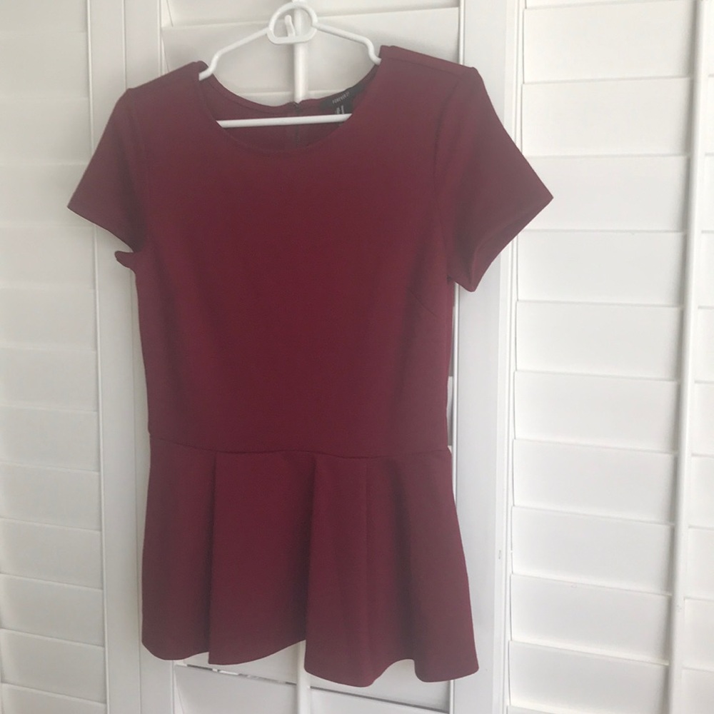 Burgundy peplum top